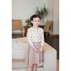 Floral Ribbed 3/4 Sleeve Top, Beige Girl - Cardigans - 3