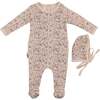 Elegant Floral Footie, Girls Biscuit - Footie Pajamas - 1 - thumbnail