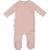 Bow Wrap Footie and Beanie Set, Mauve - Footie Pajamas - 1 - thumbnail