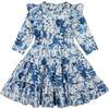 Blue Garden 3/4 Sleeve Dress, White Blue - Dresses - 1 - thumbnail