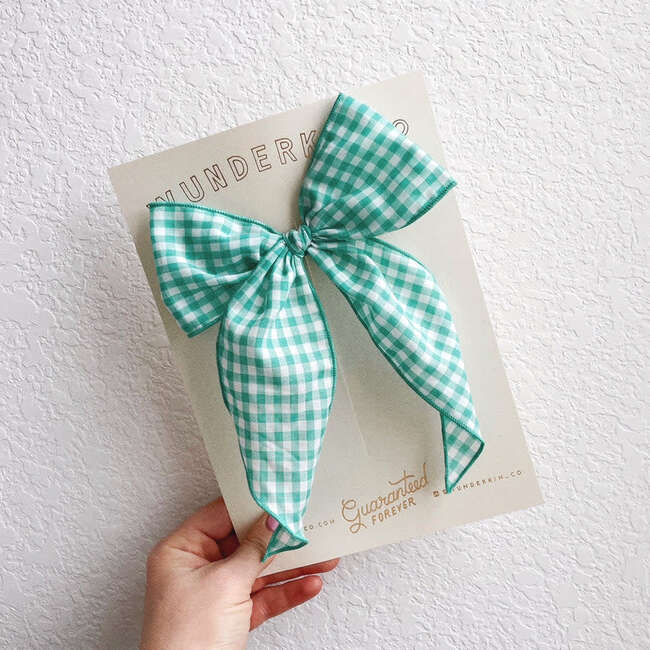 Fable Bow, Teal Gingham - Bows - 2