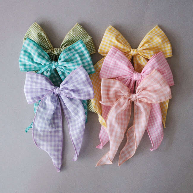 Fable Bow, Teal Gingham - Bows - 3