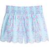 Shirred Scallop Shorts - Marguerite Floral Aqua - Shorts - 1 - thumbnail