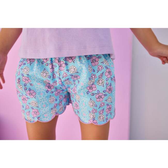 Shirred Scallop Shorts - Marguerite Floral Aqua - Shorts - 3