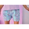 Shirred Scallop Shorts - Marguerite Floral Aqua - Shorts - 3