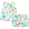 Baby Woven Tank & Bubble Short Set In Bright Backyard, White Backyard Print - Mixed Apparel Set - 1 - thumbnail
