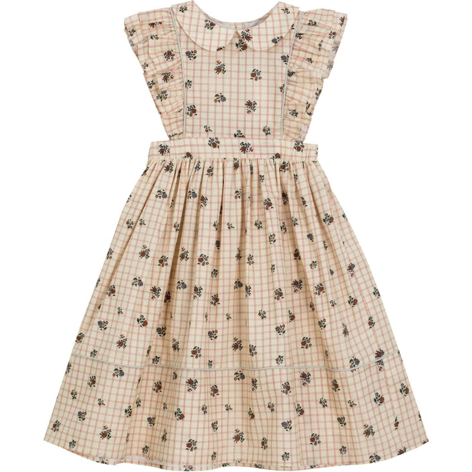 Nina Dress, Check Flower - Dresses - 1
