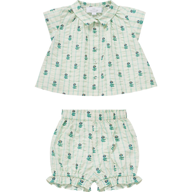 Miki Set, Green Check Flower - Mixed Apparel Set - 1