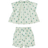 Miki Set, Green Check Flower - Mixed Apparel Set - 2