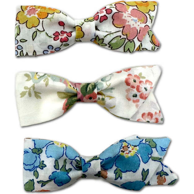 LuluLuvs Petal Bows, Liberty of London Pastel Florals Bundle Set - Hair Accessories - 1