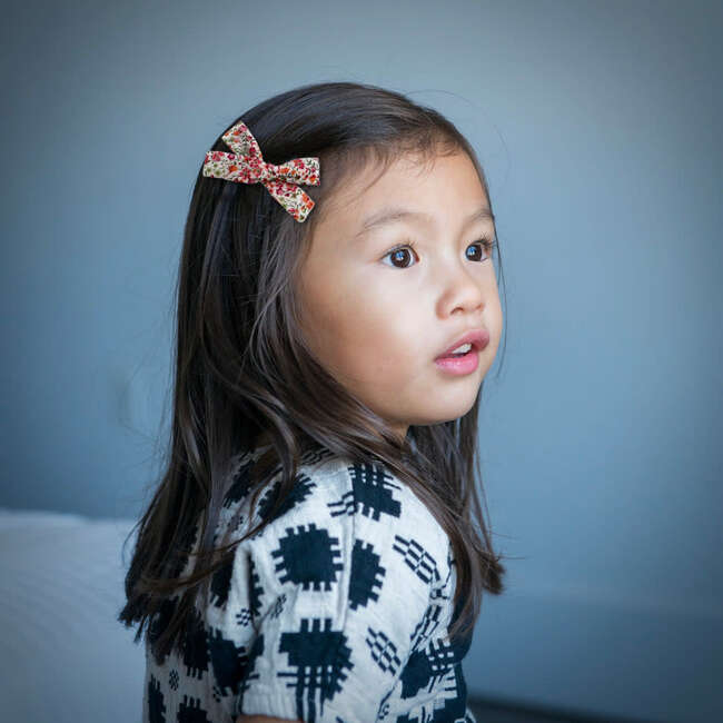 LuluLuvs Skinny Ribbon Pigtail Bows, Liberty of London Coral/Red Floral - Hair Accessories - 2