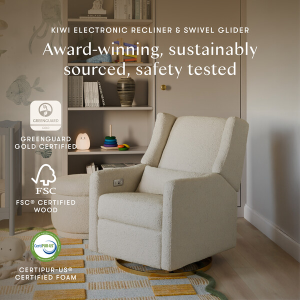 Kiwi Electronic Recliner Swivel Glider with USB Port, Ivory