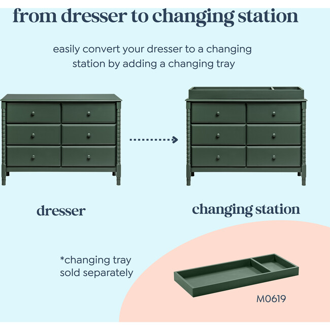 Jenny Lind Spindle 6-Drawer Dresser, Forest Green - Dressers - 4