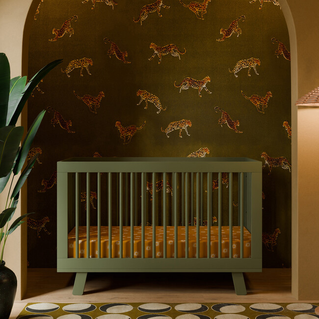 Hudson 3-In-1 Convertible Crib With Toddler Bed Conversion Kit, Olive - Cribs - 3