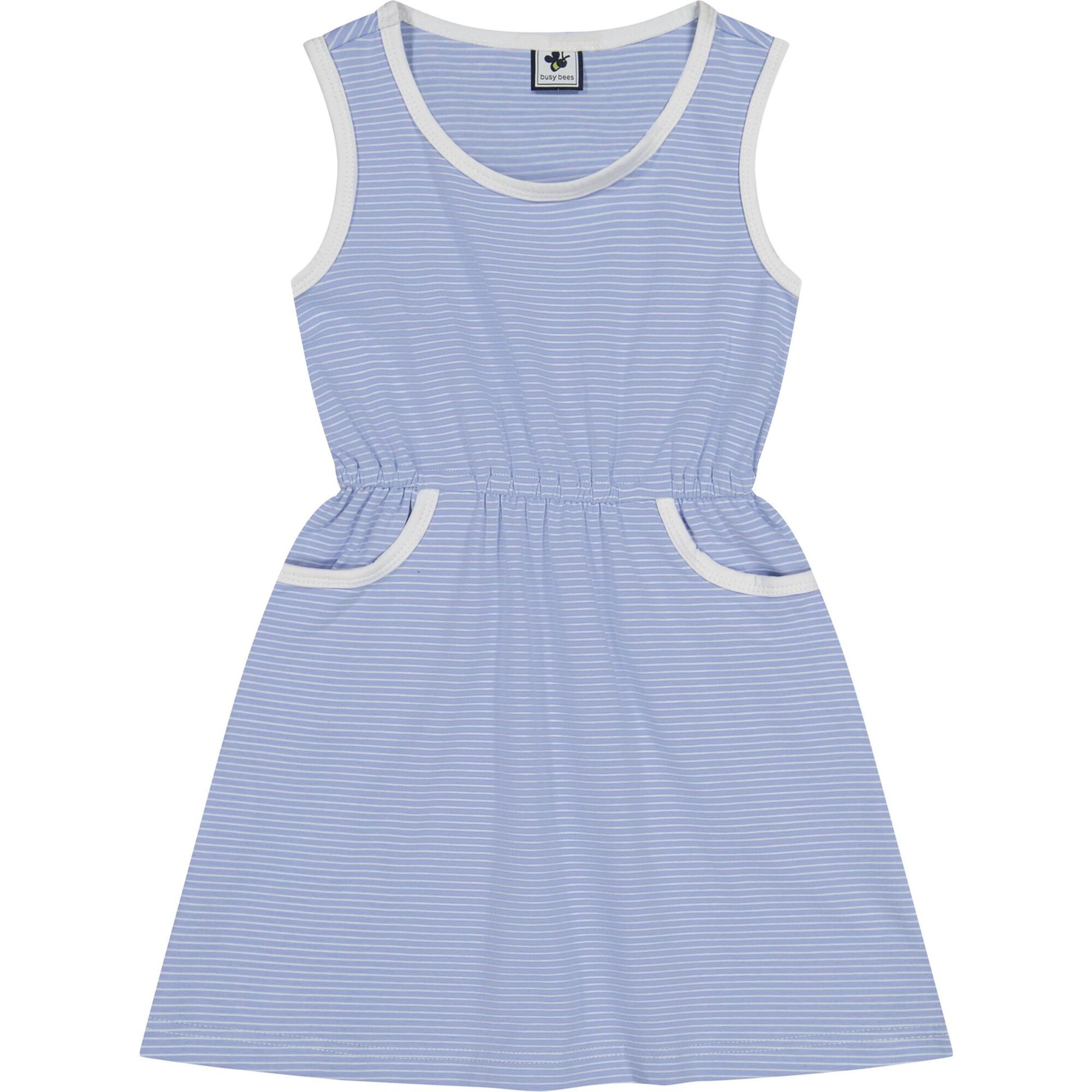 Ruby Pocket Dress, Cornflower Blue Mini Stripe - Dresses - 1