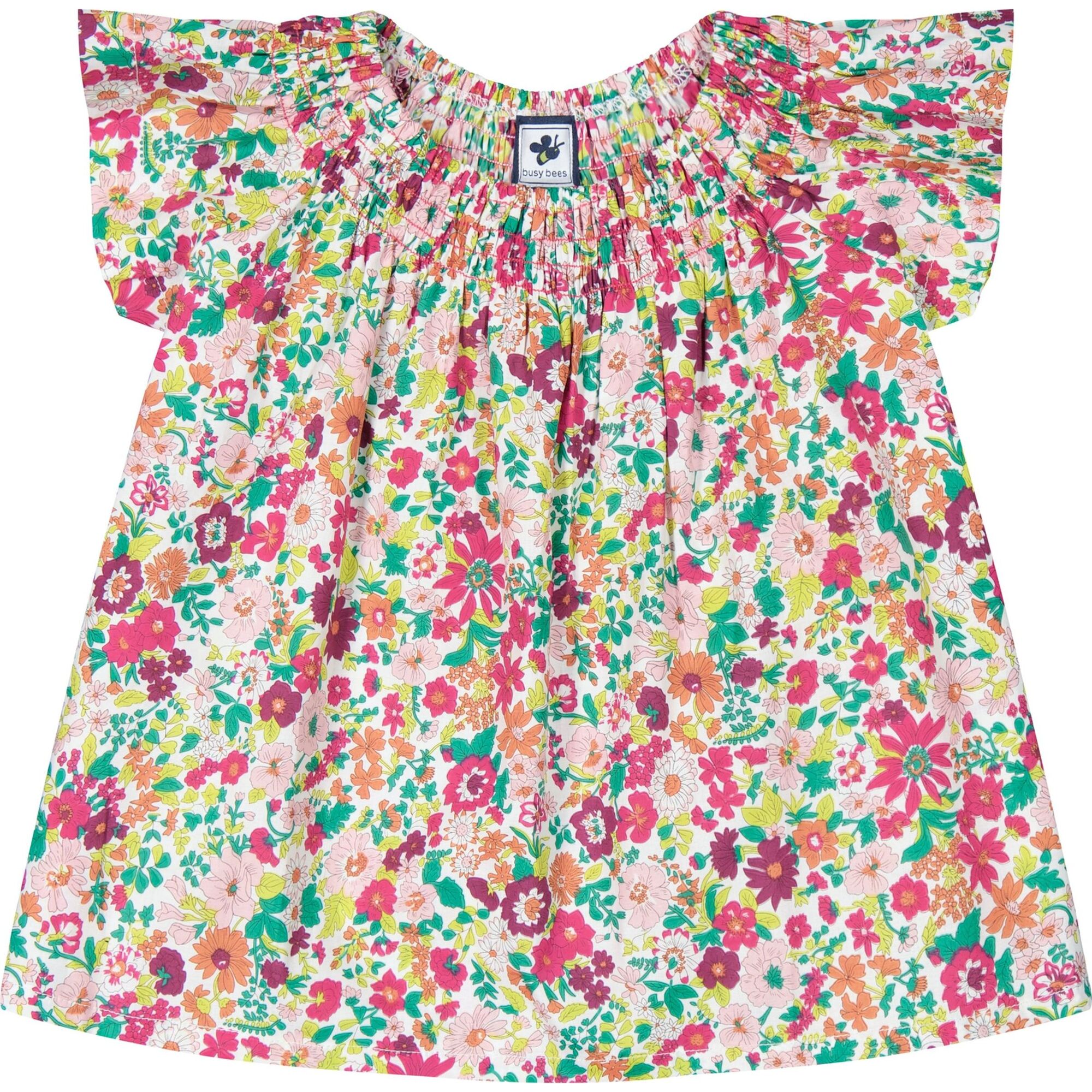 Molly Smocked Top, Fuchsia Floral - Shirts - 1