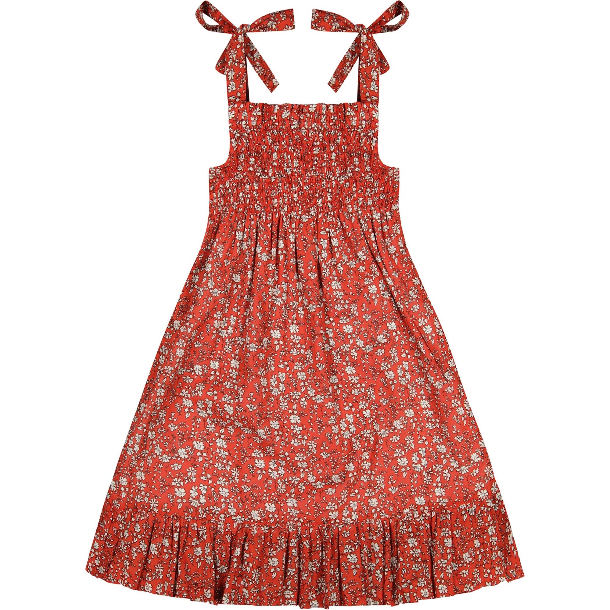 India Shoulder Tie Sundress Red Floral, Navy Floral - Dresses - 1