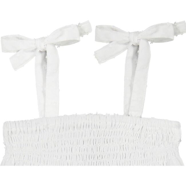 Ella Ruched Bubble, White Swiss Dot - Rompers - 2