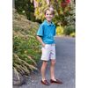 Boys Short Sleeve Polo, Blue Green Mini Stripe - Polo Shirts - 2