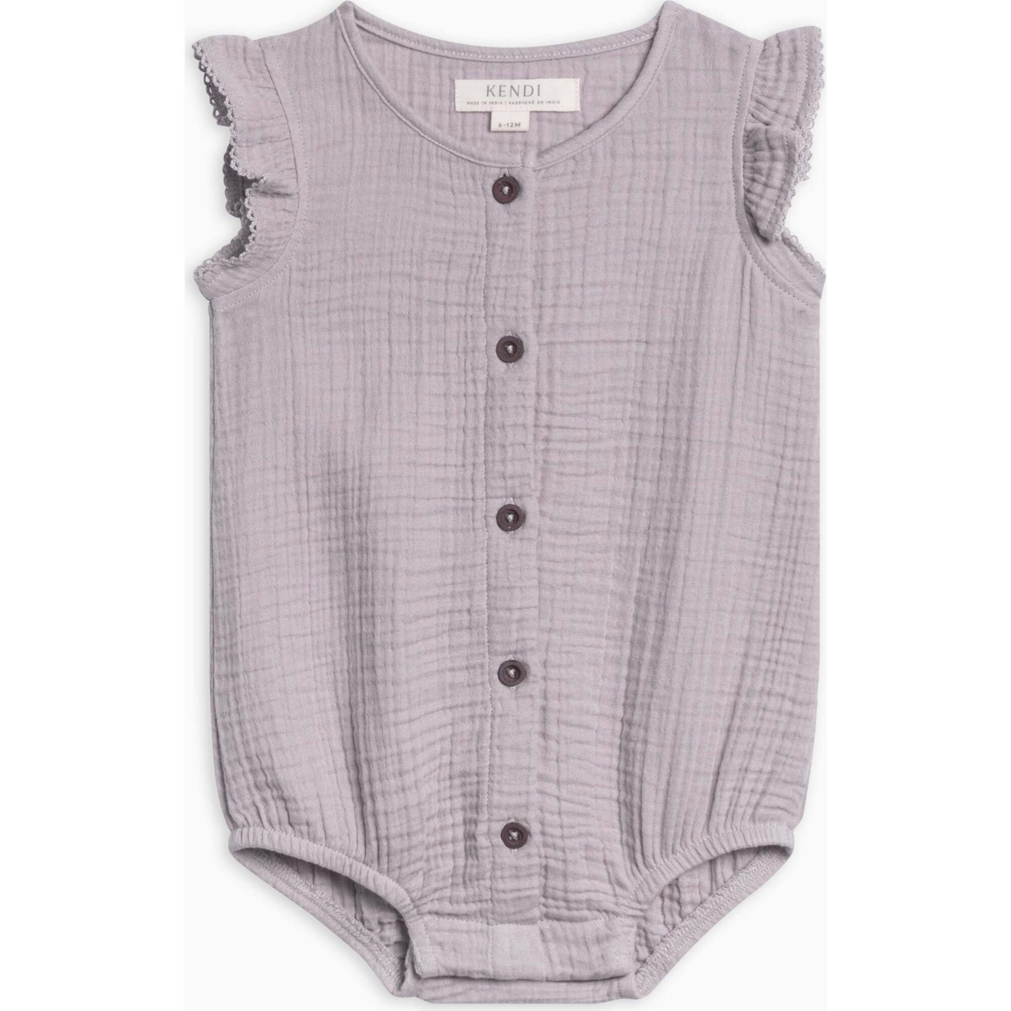 Coco Muslin Button Front Bubble Romper Lilla - Rompers - 1