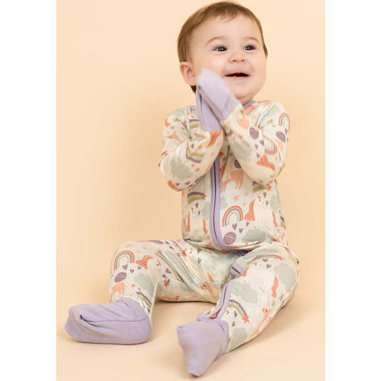 Magical Unicorns Bamboo Convertible Baby Pajamas - Footie Pajamas - 3