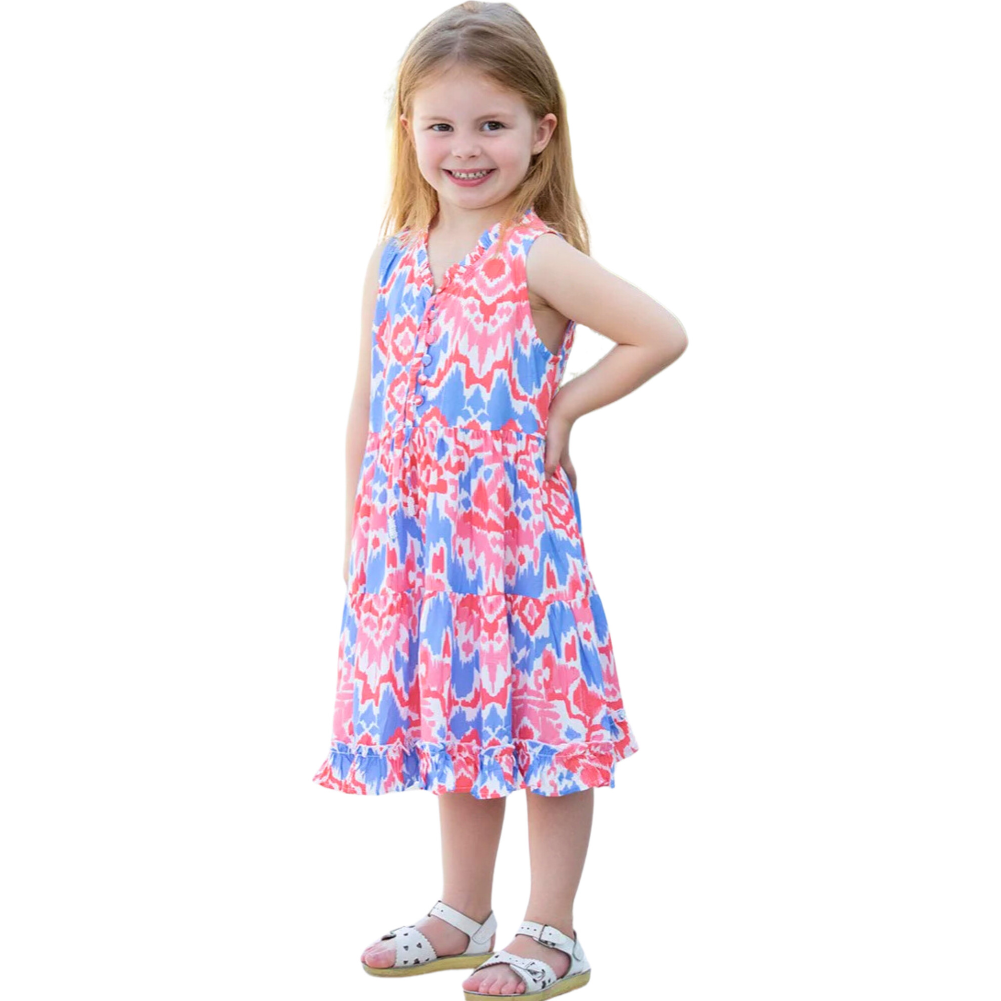 Girl's Kaia Dress, Coral Reef - Dresses - 1