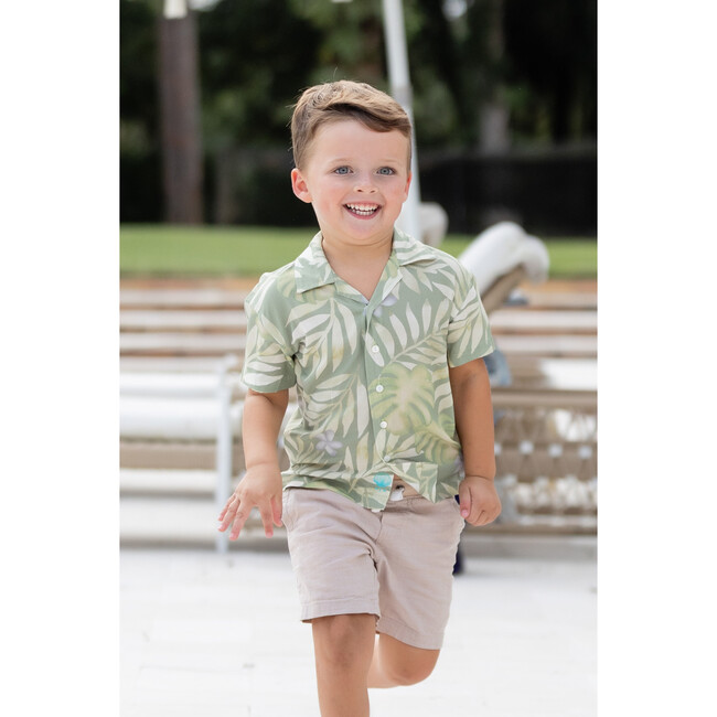 Boy's Panama Shirt, Moss Palm - Shirts - 2