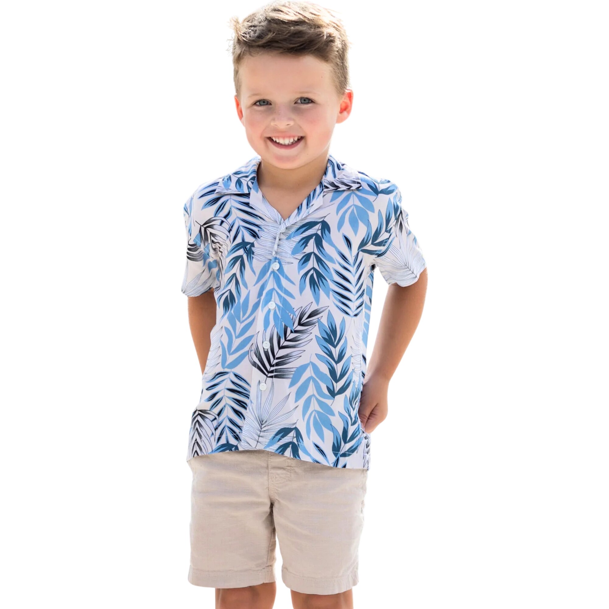 Boy's Panama Shirt, Blue Fern - Shirts - 1