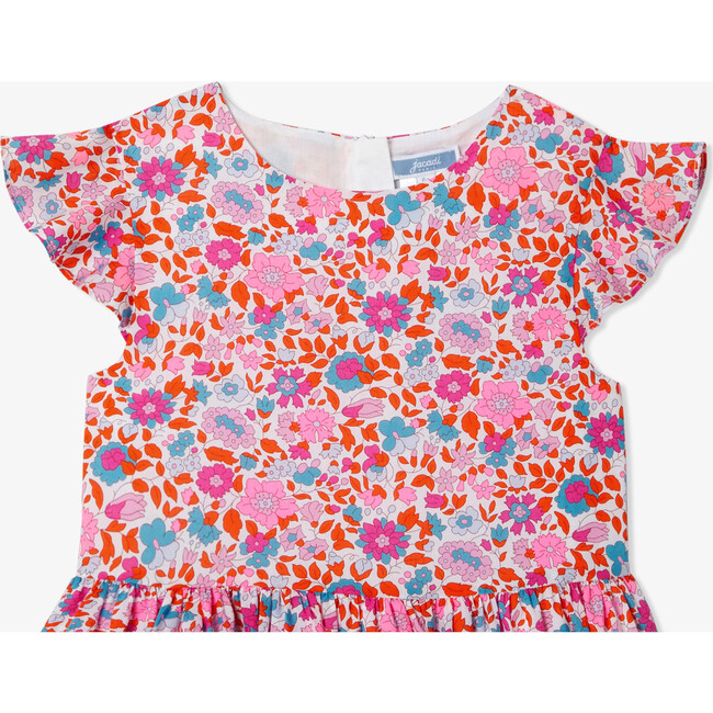 Girl Dress In Liberty Fabric Orange/Multicolour - Dresses - 4