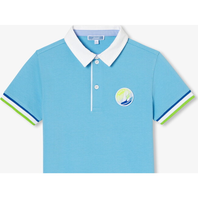 Boy's Polo Shirt In Cotton Piqué Light Blue - Polo Shirts - 3