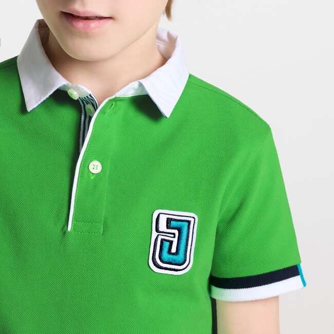 Boy's Polo Shirt In Cotton Piqué Grass Green - Polo Shirts - 3