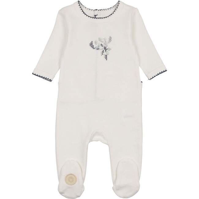 Heirloom Berry Footie Ivory & Blue