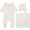 Soft Stitches Layette Set, Girls Ivory & Rose - Mixed Apparel Set - 1 - thumbnail