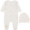 Plush Print Footie & Hat Set, Boys Ivory & Blue - Mixed Apparel Set - 1 - thumbnail