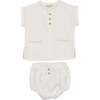 Pockets and Pleats Ensemble Ivory & Taupe - Mixed Apparel Set - 1 - thumbnail