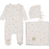 Scattered Blossoms Layette Set Ivory & Pink - Mixed Apparel Set - 1 - thumbnail