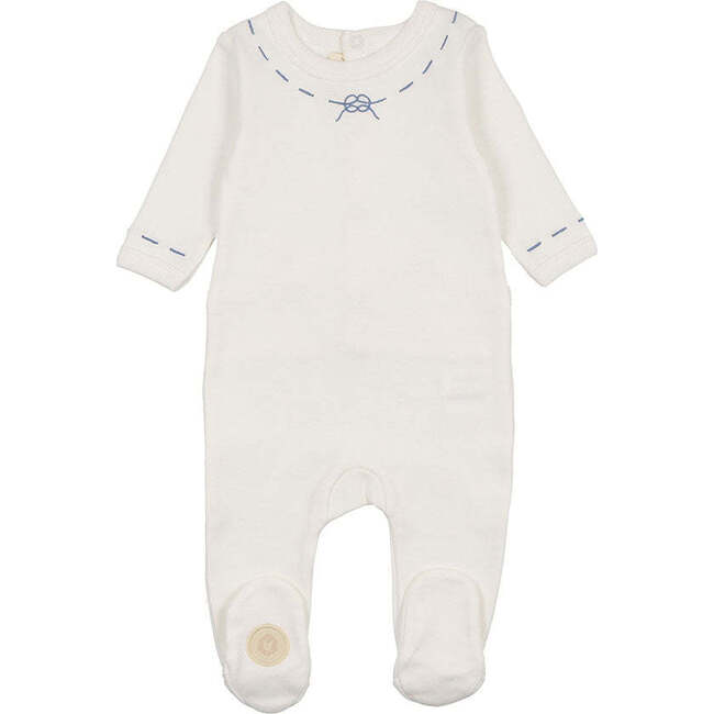 Soft Stitches Footie, Boys Ivory & Blue