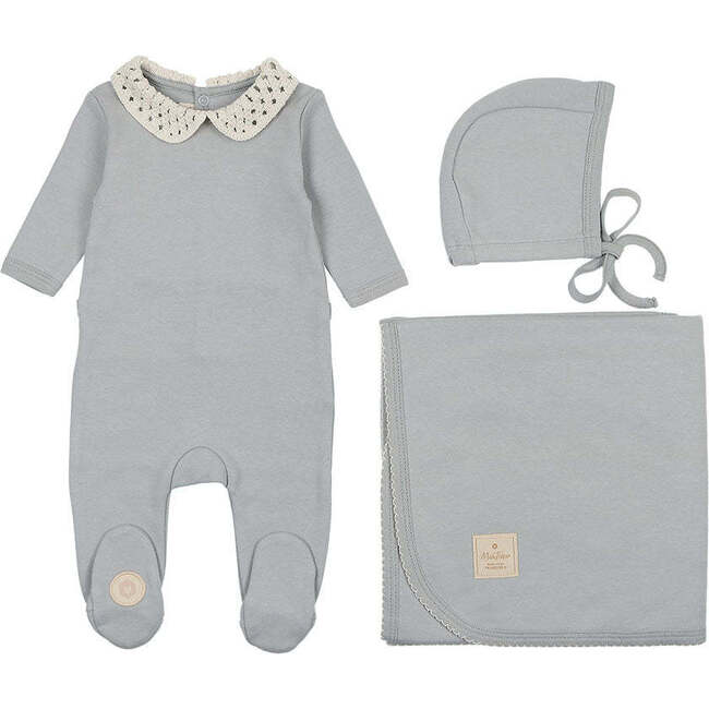 Touch of Crochet Layette Set, Boys Pearl Blue