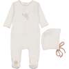 Heirloom Blossom Footie & Hat Set Ivory & Pink - Mixed Apparel Set - 1 - thumbnail