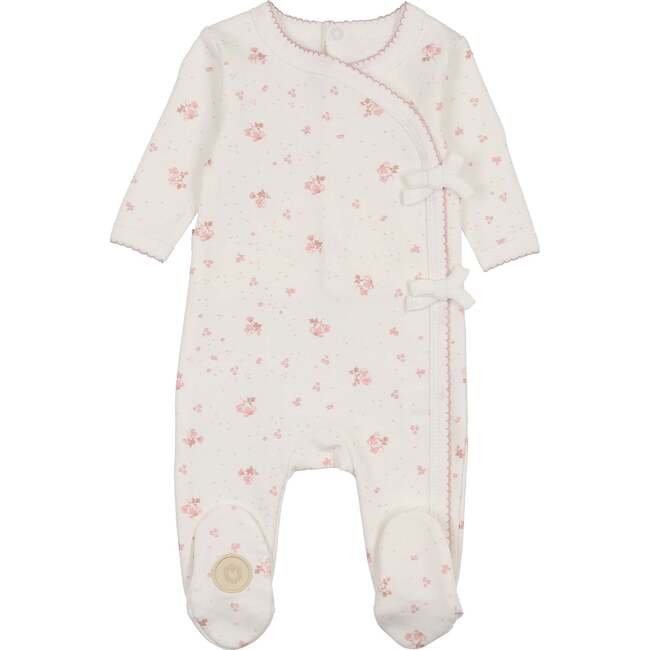 Scattered Blossoms Footie Ivory & Pink