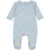 Plush Print Footie, Boys Niagara Blue - Footie Pajamas - 1 - thumbnail