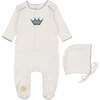 Mini Royal Footie & Hat Set, Boys Ivory & Blue - Mixed Apparel Set - 1 - thumbnail