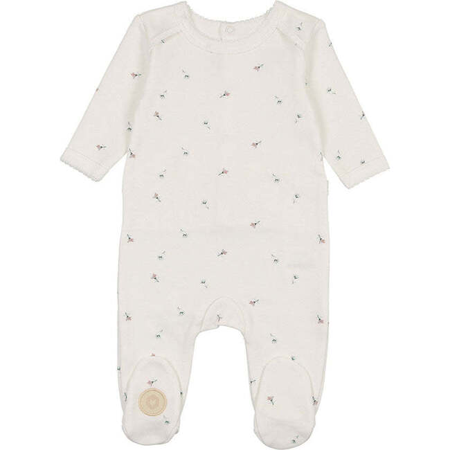 Plush Print Girls' Footie Ivory & Pink