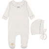 Soft Stitches Footie & Hat Set, Boys Ivory & Blue - Mixed Apparel Set - 1 - thumbnail