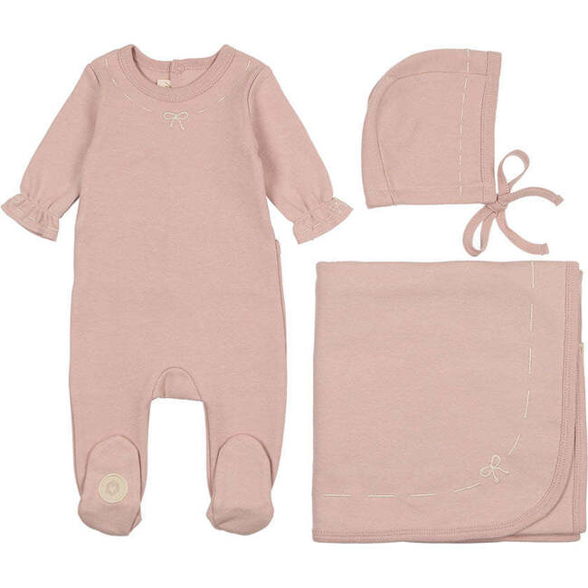 Soft Stitches Layette Set, Girls Rose Smoke