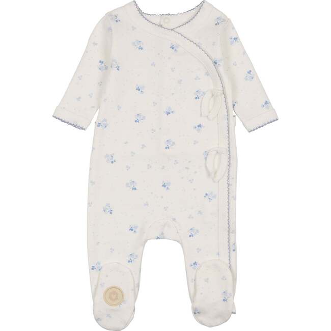 Scattered Blossoms Footie Ivory & Blue