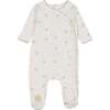 Scattered Blossoms Footie Ivory & Blue - Footie Pajamas - 1 - thumbnail