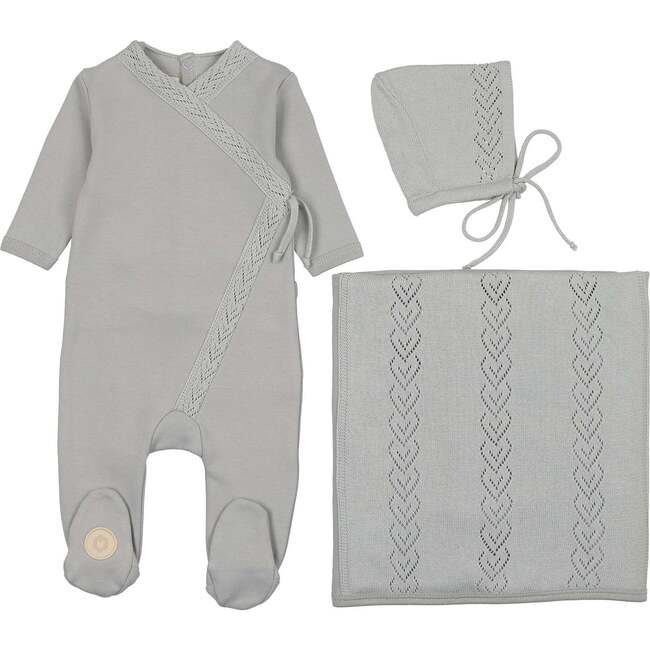 Knit Twist Layette Set Pearl Blue
