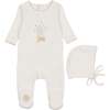 Nature's Florals Footie & Hat Set Ivory & Rose - Mixed Apparel Set - 1 - thumbnail