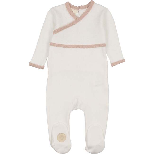 Classic Wrap Footie Ivory & Pink - Footie Pajamas - 1